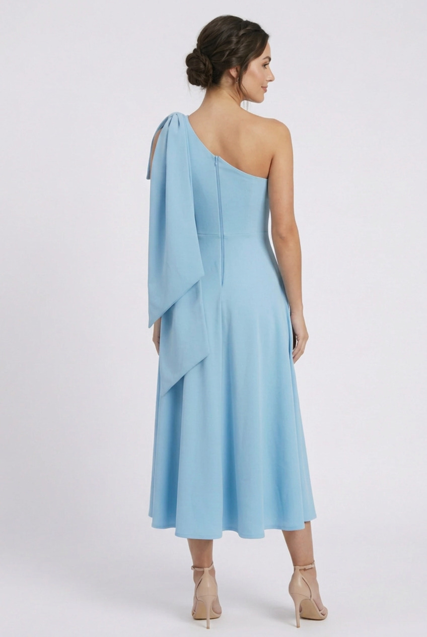 Vestido Midi Asimétrico con Lazo Marleni