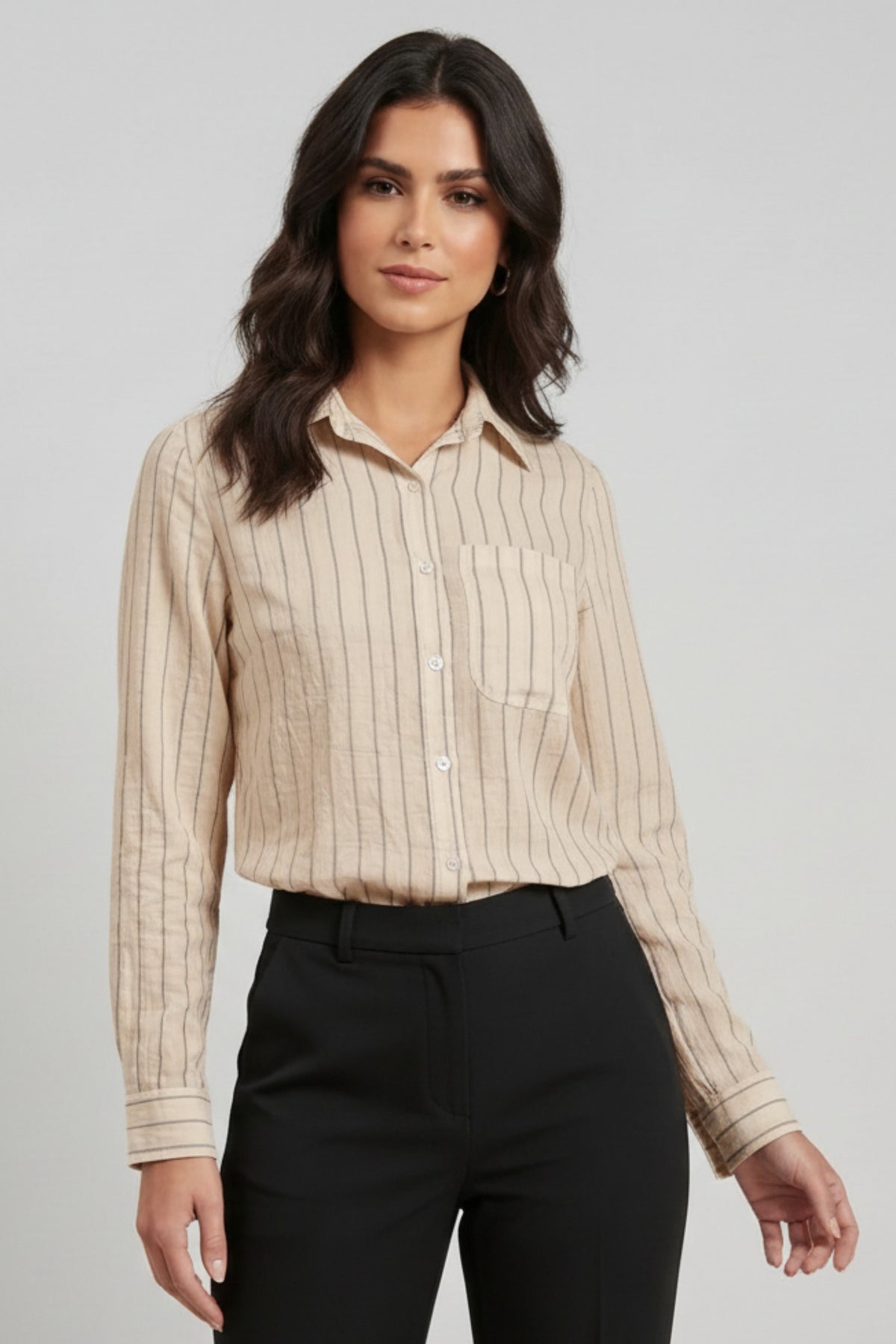 Camisa De Lino Manga Larga Darlyn