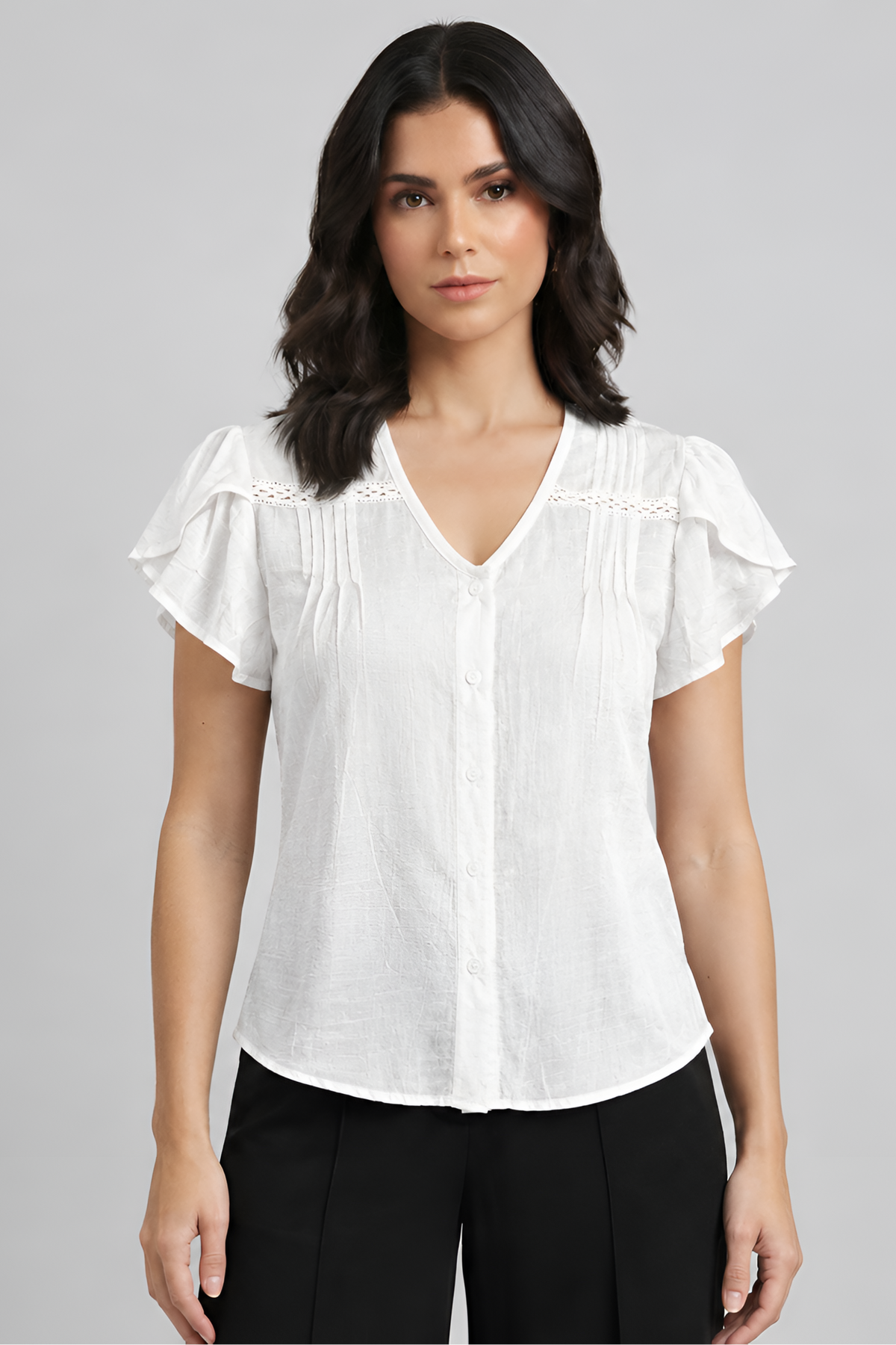 Blusa Manga corta en Lino Milagros