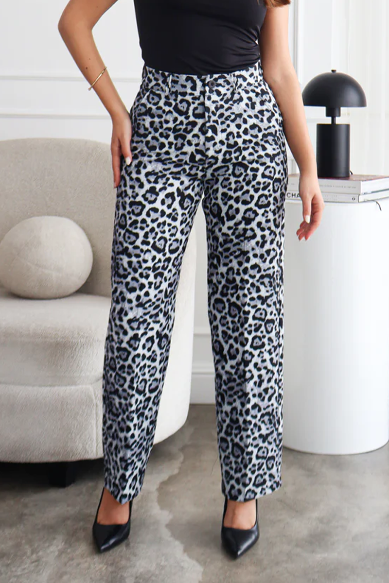 Pantalón Recto Animal Print Leopardo Laya